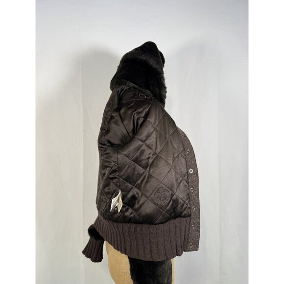 Vintage Y2K 90s Juicy Couture Brown Faux Fur Full Zip Bomber Jacket Coat Sz S - Picture 16 of 16